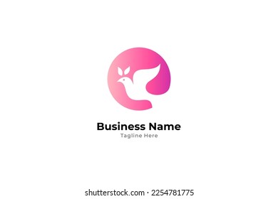 Pigeon logo, symbol of affection with circle shape logo design