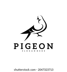 Pigeon logo vector illustration. Dove logo creative design template. Bird logo premium