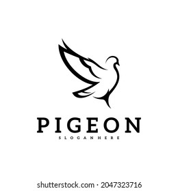 Pigeon logo vector illustration. Dove logo creative design template. Bird logo premium