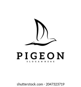 Pigeon logo vector illustration. Dove logo creative design template. Bird logo premium