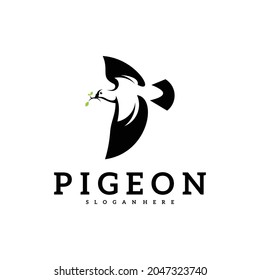 Pigeon logo vector illustration. Dove logo creative design template. Bird logo premium
