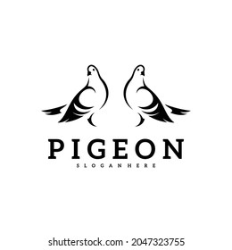 Pigeon logo vector illustration. Dove logo creative design template. Bird logo premium