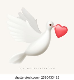 Pigeon love design illustration mockup. Valentine's day concept. Romance, engagement and marriage symbol. Vector illustration