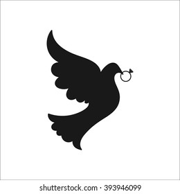 Pigeon in love gay lesbian symbol simple icon  on white background