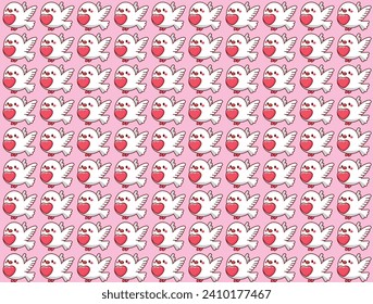 pigeon, lovebird pattern, valentine's day, vector background