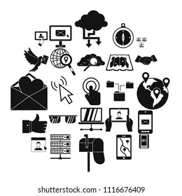 Pigeon mail icons set. Simple set of 25 pigeon mail vector icons for web isolated on white background