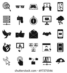 Pigeon mail icons set. Simple set of 25 pigeon mail vector icons for web isolated on white background