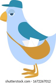 Pigeon mail, illustration, vector on white background.