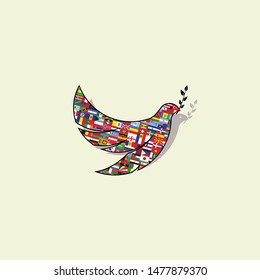 The Pigeon Minimalist Icon Logo with Flags inside logo