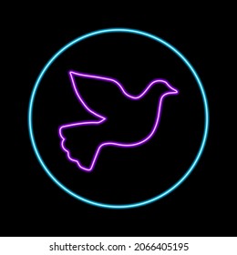 Pigeon neon sign, modern glowing banner design, colorful modern design trends on black background. Vector illustration.