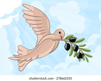Pigeon with olive branch