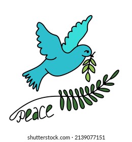 Pigeon with olive branch for peace