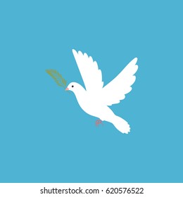 Pigeon with olive branch. Vector illustration.