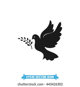 Pigeon and olive leaf icon vector illustration eps10.