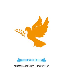 Pigeon and olive leaf icon vector illustration eps10.