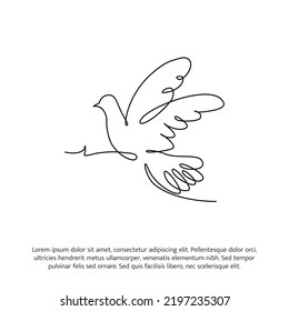 Pigeon one continuous line drawing. Cute decoration hand drawn elements. Vector illustration of minimalistic style on a white background.