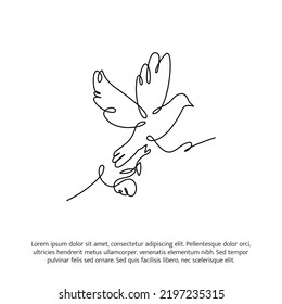 Pigeon one continuous line drawing. Cute decoration hand drawn elements. Vector illustration of minimalistic style on a white background.