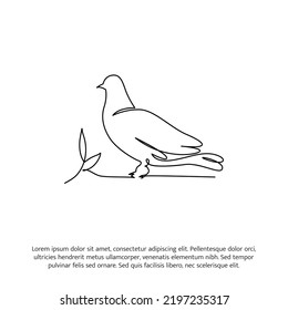 Pigeon one continuous line drawing. Cute decoration hand drawn elements. Vector illustration of minimalistic style on a white background.