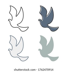 Pigeon outline icon. Flying dove Vector illustration.