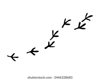 Pigeon paws. How does a pigeon walk? Animal paw prints, vector footprints. Black and white illustrations