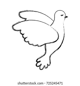 pigeon peace flying in side view on blurred silhouette vector illustration