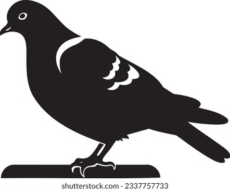 Pigeon perched on a ledge, Basic simple Minimalist vector graphic, isolated on white background, black and white svg