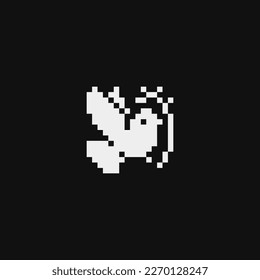 Pigeon pixel art style icon, Bird emoji, element design for logo, app, web, sticker. Isolated abstract vector illustration. Video game sprite.