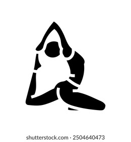 pigeon pose eka pada rajakapotasana yoga glyph icon vector. pigeon pose eka pada rajakapotasana yoga sign. isolated symbol illustration