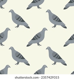 pigeon seamless pattern , bird pattern , gray pigeon repeat pattern