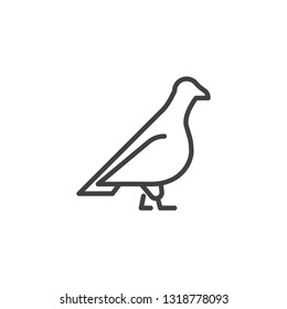 Pigeon side view line icon. linear style sign for mobile concept and web design. Dove bird outline vector icon. Animals symbol, logo illustration. Pixel perfect vector graphics
