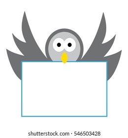 Pigeon with a sign on white background.Vector illustration.