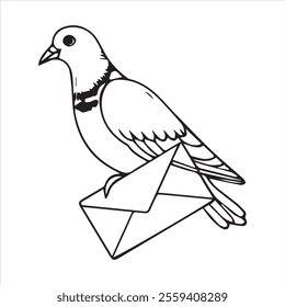 Pigeon silhouette line art illustration.
