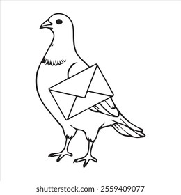  Pigeon silhouette line art illustration.