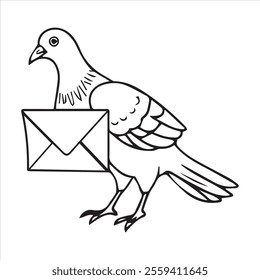  Pigeon silhouette line art illustration.
