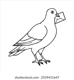  Pigeon silhouette line art illustration.
