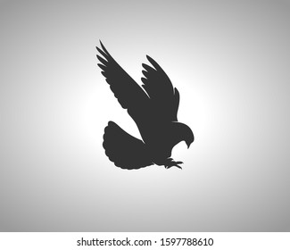 Pigeon Silhouette on White Background. Isolated Vector Animal Template for Logo Company, Icon, Symbol etc