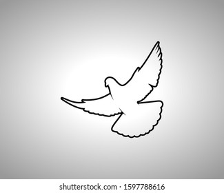 Pigeon Silhouette on White Background. Isolated Vector Animal Template for Logo Company, Icon, Symbol etc