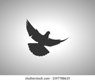 Pigeon Silhouette on White Background. Isolated Vector Animal Template for Logo Company, Icon, Symbol etc