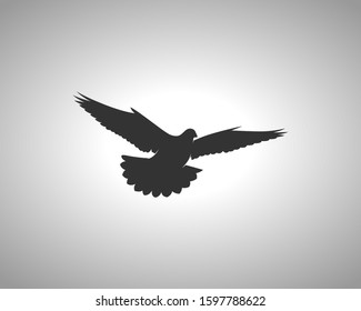 Pigeon Silhouette on White Background. Isolated Vector Animal Template for Logo Company, Icon, Symbol etc