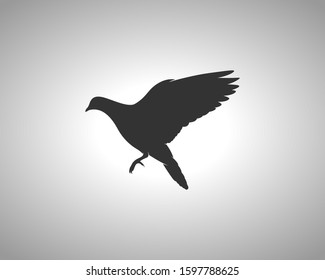 Pigeon Silhouette on White Background. Isolated Vector Animal Template for Logo Company, Icon, Symbol etc