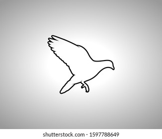 Pigeon Silhouette on White Background. Isolated Vector Animal Template for Logo Company, Icon, Symbol etc