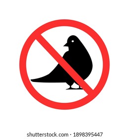 Pigeon silhouette stop sign. Clipart image. icon. Clipart image isolated on white background.