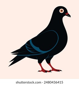 Pigeon Silhouette. Pigeon Vector Art Illustration. Pigeon, Bird, Dove, Flying Bird. Silhouette pigeon vector illustration design. 