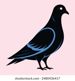 Pigeon Silhouette. Pigeon Vector Art Illustration. Pigeon, Bird, Dove, Flying Bird. Silhouette pigeon vector illustration design. 