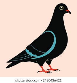 Pigeon Silhouette. Pigeon Vector Art Illustration. Pigeon, Bird, Dove, Flying Bird. Silhouette pigeon vector illustration design. 