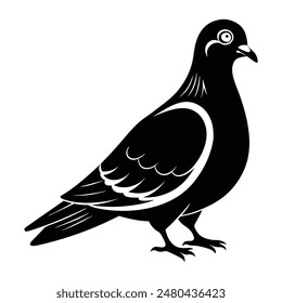 Pigeon Silhouette. Pigeon Vector Art Illustration. Pigeon, Bird, Dove, Flying Bird. Silhouette pigeon vector illustration design. 