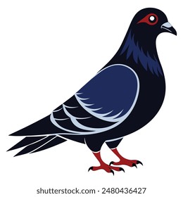 Pigeon Silhouette. Pigeon Vector Art Illustration. Pigeon, Bird, Dove, Flying Bird. Silhouette pigeon vector illustration design. 