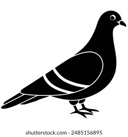 Pigeon Silhouette vector illustration black and white