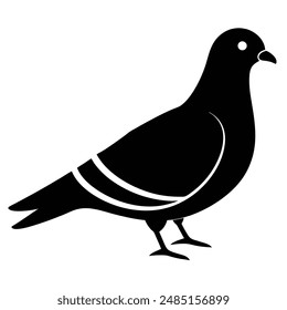 Pigeon Silhouette vector illustration black and white