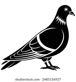 Pigeon Silhouette vector illustration black and white